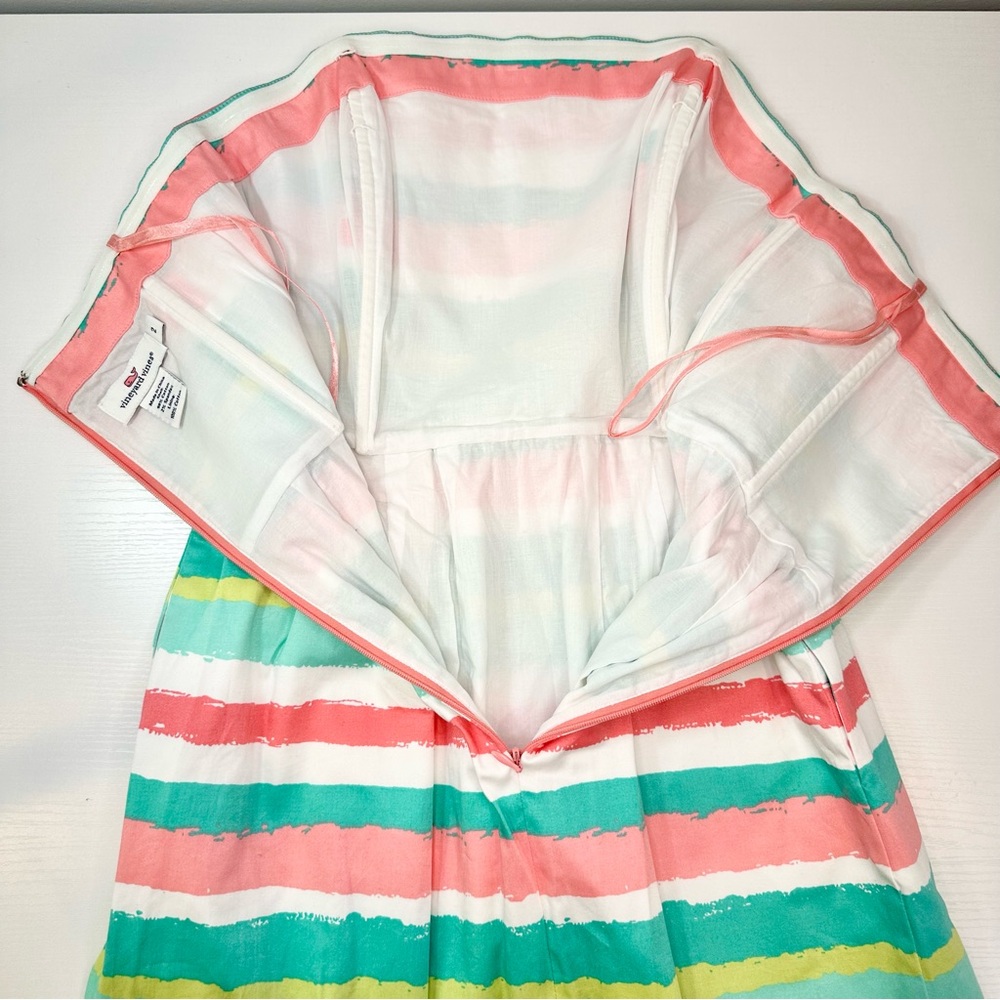 Vineyard Vines Painted Stripes Strapless Dress, Pink and Mint Green, 2 - Picture 10 of 14